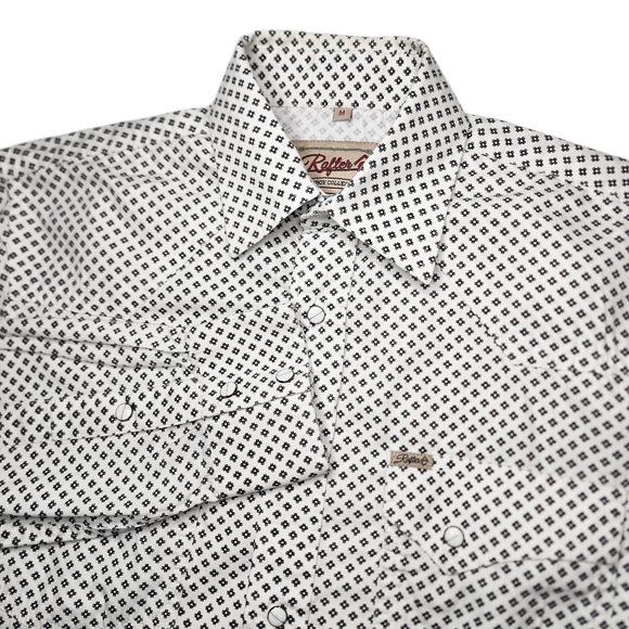Rafter C. Cowboy Collection Other - RAFTER C COWBOY COLLECTION Mens White & Black Pearl Button Up Shirt - Medium